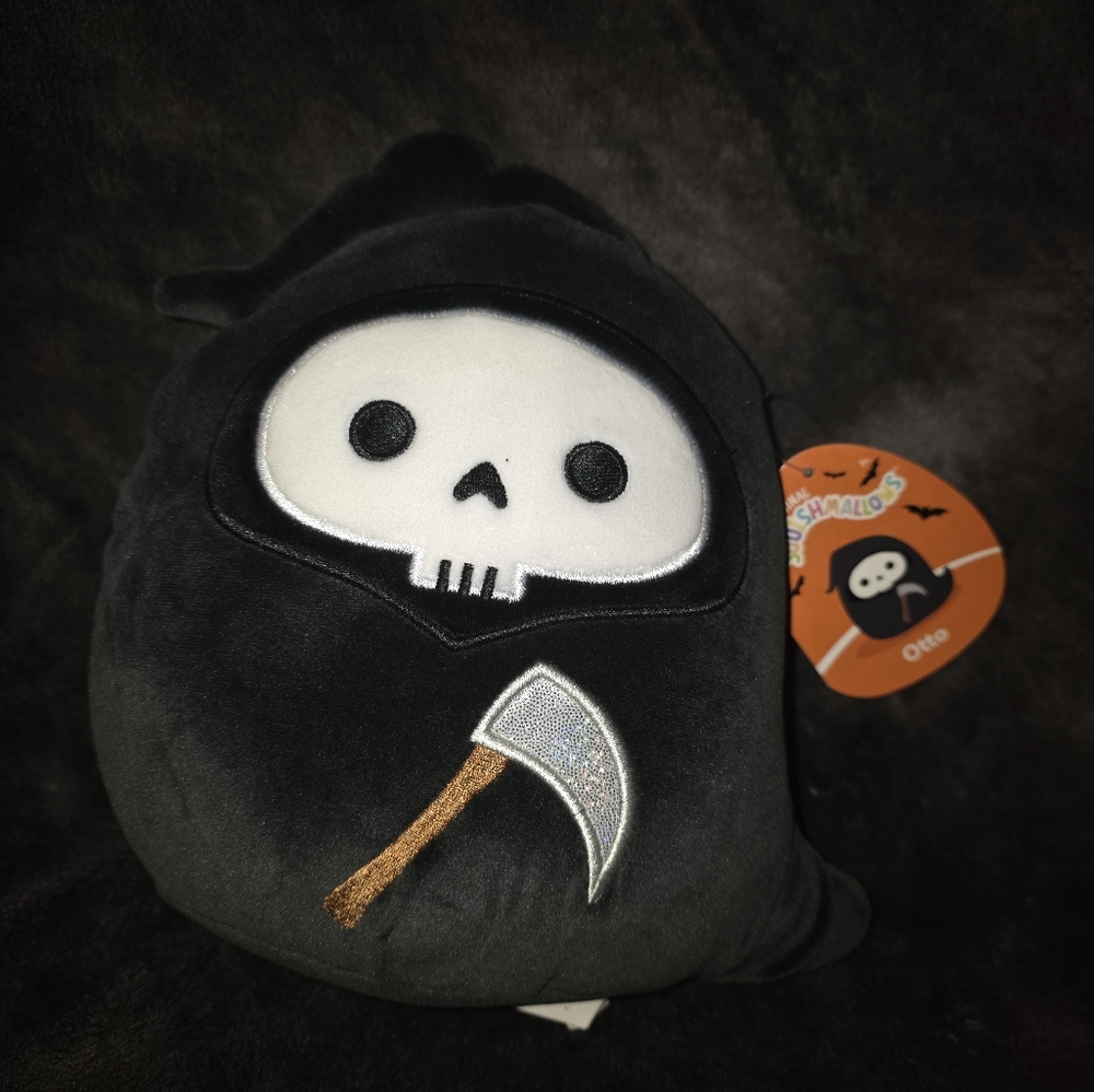 Squishmallows Grim Reaper Plush Toy - Black and White